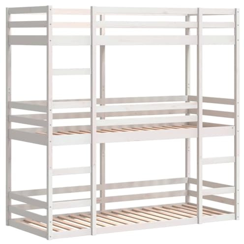 vidaXL Våningssäng 3 våningar vit 90x190 cm massiv furu, trippel våningssäng, loftsäng, 3 vånings våningssäng, trippelsäng, trippel sovplats
