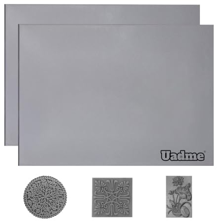 Uadme Rubber Stamp Sheets, 2Pcs A4 Soft Linoleum Blocks for Printmaking 2.3mm, Blank Laser Engraving Material for Ink Stamp Pads Engraving and Linocut Block Carving (31x22cm)