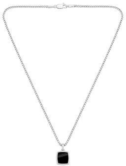 BOSS Jewelry Halskette mit Anhänger für Herren Kollektion ODELL in Edelstahl Mit Schwarzem Onyx - 1580648