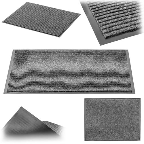 KADAX rutschfeste Schmutzfangmatte, Fußmatte für den Innen- und Außenbereich, Fußabtreter für Haustüren und Eingangsbereiche (Grau, 80x120 cm)