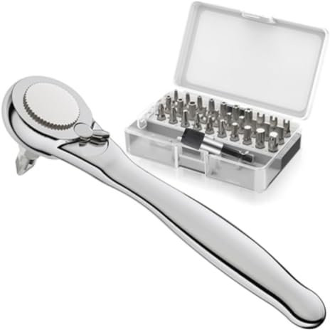 Yominerr Tournevis coudé 32 en 1, petite clé à cliquet, tournevis décalé, cliquet plat avec denture grossière pour les endroits étroits