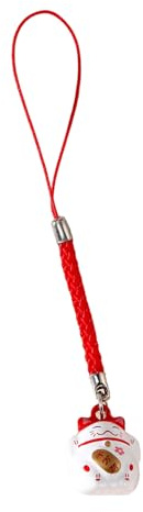 Yilingjc Schlüsselanhänger im japanischen Stil, Glücksbringer, traditioneller Glückskatzen-Anhänger, Schlüsselanhänger mit Glocken, Handy-Schlüsselband für gute Stimmung