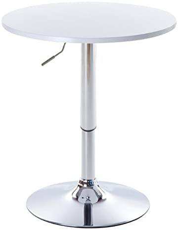 Verstellbarer runder Bistrotisch mit Drehgelenk und höhenverstellbarer PVC-Oberseite, Stahlsockel, für Zuhause, Küche, Esstisch, Weiß