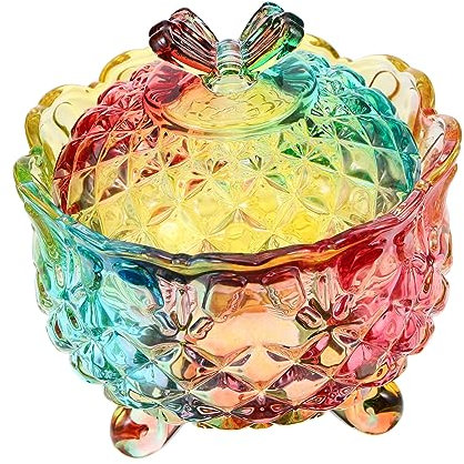 HOLIDYOYO Bocal Verre Design Ornement Pot De Rangement Cristal pour Bonbons Sucrier Élégant pour Fêtes Mariages Et Usage Quotidien