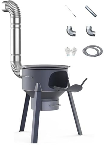 DONGXIAO Removable and Detachable Outdoor Camping Wood Burning Stove, Home Wood Burning Fire Stove, Multifunctional Thickened Wood Burning Stove with Adjustable Rim for Cooking Ingredients(43cm/17in)