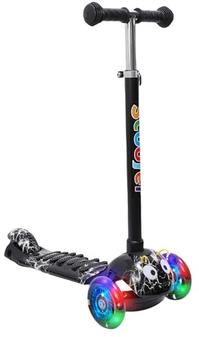 Habib Kinderroller, 3-Räder, Kinderscooter für Jungen & Mädchen 3-8 Jahre mit LED-Rädern, Höhenverstellung, rutschfest, Max. 50 KG