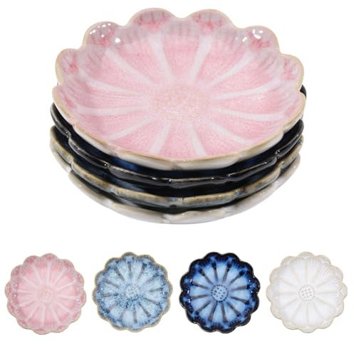 CHGCRAFT 4 repose Cuillère Stable en Céramique Repose Cuillère en Forme de Fleur pour Comptoir de Cuisine Repose Cuillère en Porcelaine Support de Cuillère Table à Manger Décoration de Cuisine