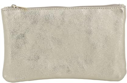 Double Tree Pochette Femme Cuir Irisé Multi-fonctionnelle - Trousse de Rangement Voyage Coméstique Scolaire pour Sac à Main - Souple Léger - Doré
