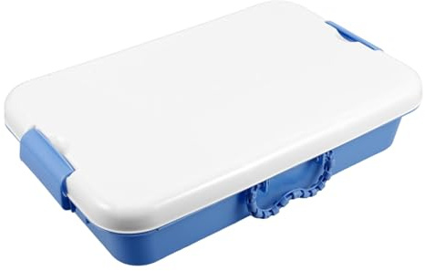 HONITANO Portable Sand Tray Storage Box with Lid for Kids Dark Blue Plastic Sandbox Indoor and Outdoor Play Organizer Montessori Toy Storage Chest