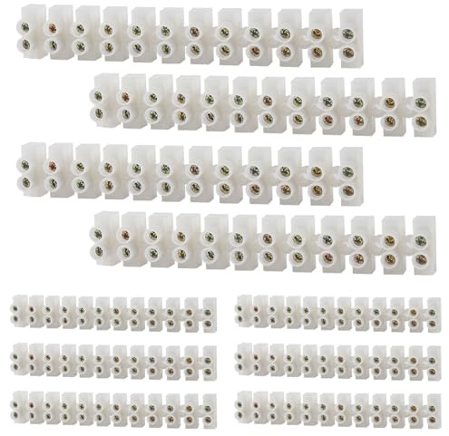 10Pack 3A Electrical Connector Blocks 3 Amp 12 Way White Terminal Block Strip Electric Wire Connectors Choc Blocks Connecting for Wiring Cable