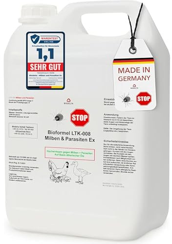 BIODELTA Milbenspray Hühner & Geflügel 5 l - Hühner Milben Stop | Zur Bekämpfung von Milben und Parasiten bei Hühnern, Enten und Geflügel - Umgebungs- und Kontaktspray - aus Deutschland