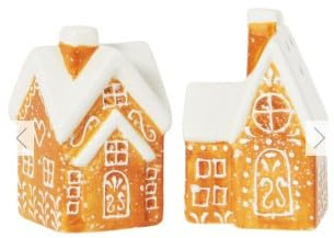 New Christmas Gingerbread House Salt & Pepper Shakers – Brown - Easy to Refill and Dispense - Designed to Resemble A Charming Gingerbread House – Dimensions - H:5.3cm-W:7.5cm-D:4.8cm- R01.