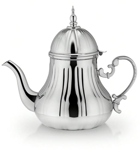 Marokkanische Teekanne, 1,4 l, arabischer Stil, Edelstahl, marokkanisch, traditionell, religiöser Stil Teapot(Silber)