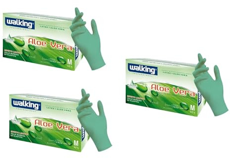 mille idee 300 Guanti in Lattice con Aloe Vera – Set 3 Conf da 100 – Senza Polvere, Monouso, Effetto Lenitivo e Protettivo – Uso Domestico e Professionale (l)