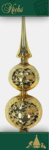 Julgran, dubbel spets, guld, glänsande med dekoration, 33 cm