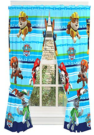 Nickelodeon Paw Patrol Kinderzimmer Fenstervorhang mit Raffhaltern, Blau, 208,3 x 160 cm