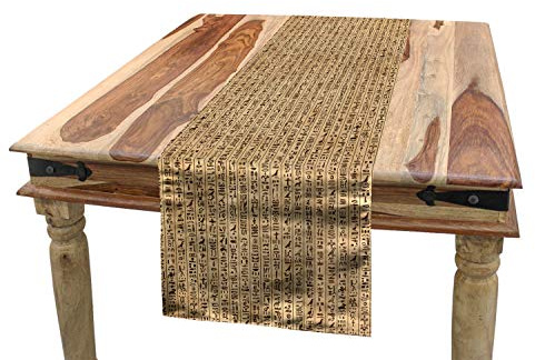 ABAKUHAUS ägyptisch Tischläufer, Ancinet Hieroglyphs, Esszimmer Küche Rechteckiger Dekorativer Tischläufer, 40 x 180 cm, Sandbraun Schwarz