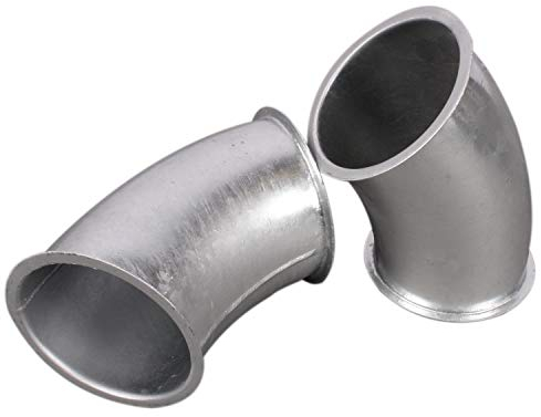 silos24 2 Stück 45° Pellet-Rohrbogen kleiner Radius 83mm NW 100 mit Bördelrand