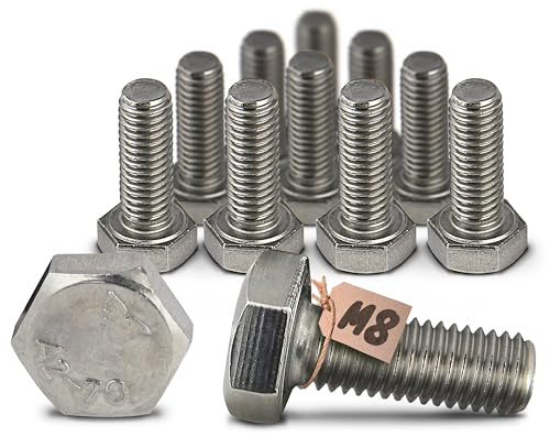 PROTECH 50 Stück Sechskantschrauben M8 Edelstahl M8x50 Gewindeschrauben rostfreier A2 Vollgewindeschrauben Sechskant Schraube V2A DIN933