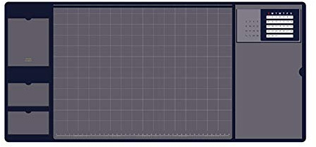 Retro Multifunktion Schreibtischunterlage wasserdicht PU Computertischmatte Mauspad mit Kalender, für Büro & Zuhause I Kalendarium 2021 2022 - Maße 32,8 x 70 (Blau)