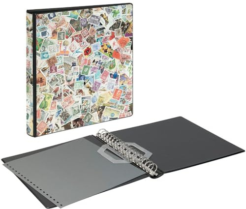 LINDNER Ringbinder im Briefmarken-Design mit 18-Ring-Mechanik, leer