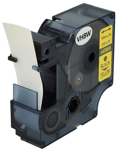 vhbw Schriftband-Kassette Ersatz für Dymo D1 | 45808 für Etiketten-Drucker 7m x 19mm Schwarz auf Gelb