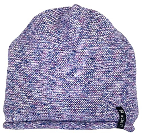 ACHTI I Damen Mütze I Longbeanie I Rund-strick ohne Bommel I leicht gefüttert I lange Passform I Beanie Damenmütze I moderne Farben (lila flieder meliert)