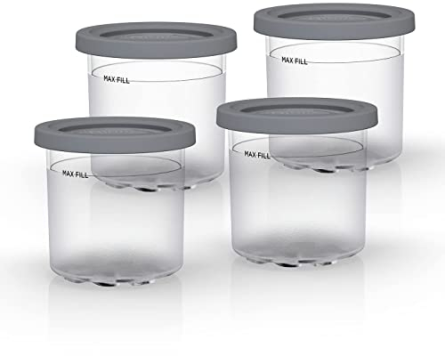 Ninja Dessert Tubs - Pack of 4 [XSK4PINTEUUK] Official Accessory Compatible with Ninja Ice Cream Maker NC300UK, Grey/Clear
