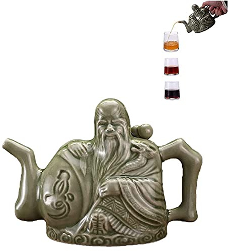 FXNFXLA Tetera De Asesinos, Tetera De Cerámica China Hecha a Mano, Una Olla Tres Bebidas, Tetera De Dos Corazones, Dispensador De Bebidas, Tetera De Truco Mágico con Caja De Regalo, 16 Oz