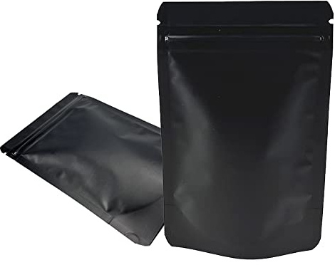 WACCOMT Pack 50pcs Matte Black Stand Up Food Pouch Mylar Bags 4.3x6.3 inch | Resealable, Zipper Lock Pouches, for Coffee Snack, Aluminium Foil, Smell Proof Bags, Heat Seal for Zip Reusable Lock