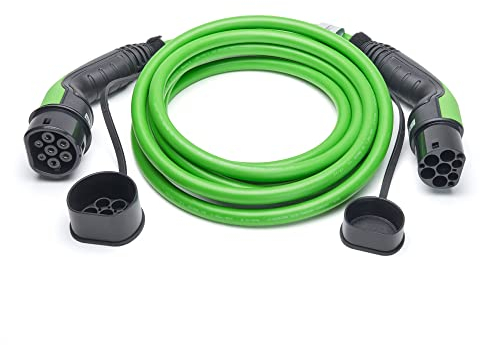 KEBA Le câble de charge vert type 2 pour voiture électrique EV PHEV - 22 kW - Mode 3 - Câble de charge pour toutes les voitures électriques et hybrides - Avec connecteur de charge de type 2 - 6 m