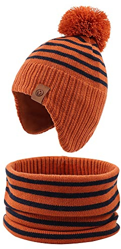 XIAOHAWANG Ränder Vinter Beanie Stickad Mössa Pojkar Flickor Barn Varma Barn Klassiska Beanie Mössor, Godis, 2-4 anni