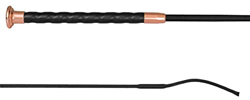 Start Reitgerte Dressur – Premium Rosegold Metallbeschläge, Rutschfester Griff, leicht & feuchtigkeitsresistent - Glossy (Schwarz/Roségold, 110 cm)