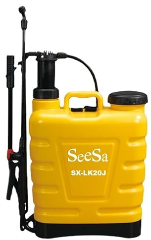Pulverizadores Mochila moción de Mocas de presión de 20 litros. Paquete de Servicio y boquillas variadas Incluidas, rociador Manual, pulverizador de Mochila 20 L, Amarillo