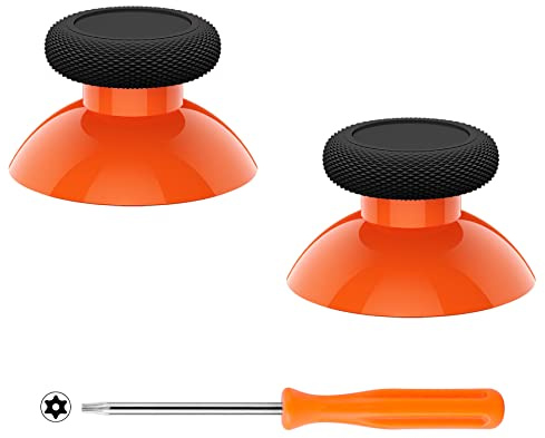 eXtremeRate Replacement Thumbsticks for Xbox Core Wireless Controller, Joysticks Repair Kit for Xbox Series X/S Controller, Custom Analog Stick Buttons for Xbox One S/X/Elite - Orange & Black