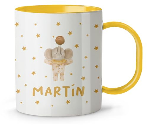 LolaPix Taza plastico infantil. Taza Personalizada. Taza plastico infantil. Regalo Personalizado. Tazas Originales para Regalar. Colores a elegir. Elefante estrellas