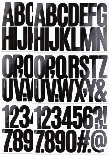 6 Sheets 3 Inch Black Letter Number Stickers, 96 Pieces Self Adhesive Alphabet for Scrapbooking, Bottle Decor, Mailbox, Door Decoration, No Residue and Waterproof