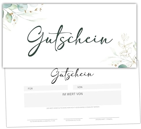Eummel 25 Blanko Gutscheine zum selber Ausfüllen für Nagelstudio Friseur Kosmetik Massage Wellness Fußpflege Gutscheinvorlage Gutscheinkarten Geschenkgutscheine