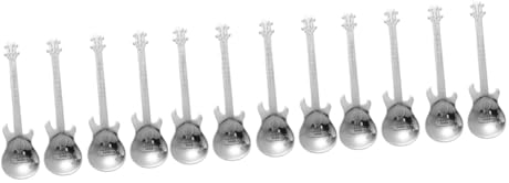 Zerodeko 12stücke Teiliges Gitarrenförmiger Kaffeelöffel Aus Edelstahl Zum Rühren Von Kaffee Tee Und Desserts Spülmaschinenfest Ergonomisches Design Silberfarben