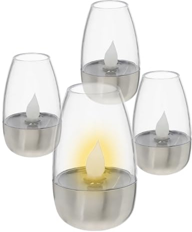 Spetebo Mini Solar Garten LED Tischlampe 10 x 6 cm - 4er Set | Outdoor Deko Leuchte, warm weiß, für Garten Balkon Terrasse, Beleuchtung für Außen