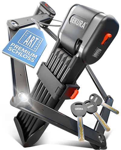 BÜCHEL Sekura - Antifurto pieghevole per bicicletta I Protezione antifurto sicura con supporto I In acciaio temprato, lungo 95 cm I Antifurto per bicicletta, bike lock, antifurti per bicicletta