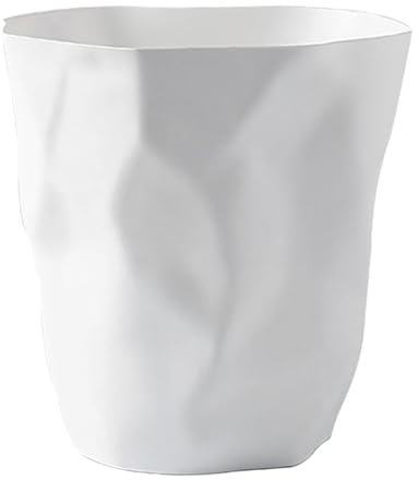 Zerodis Contenedor de Basura de Plástico Redondo de Gran Capacidad, Diseño sin Tapa, Duradero para el Baño del Hogar (WHITE)