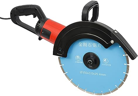 Betonsäge, 3,5KW Steinsäge Elektrische Schlitzfräse Mauernutfräse Wandschlitzmaschine 350mm Sägeblatt für Granit, Porzellan, Beton, Marmor, rotem Ziegel