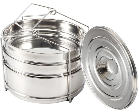 HAOHIZE Steamer for Cooking, Stainless Steel Vegetable Steamer Insert Pans with Handles Accessories Stackable Steamer Baskets Insert Stock Cooker Pot Food Pressure Pot