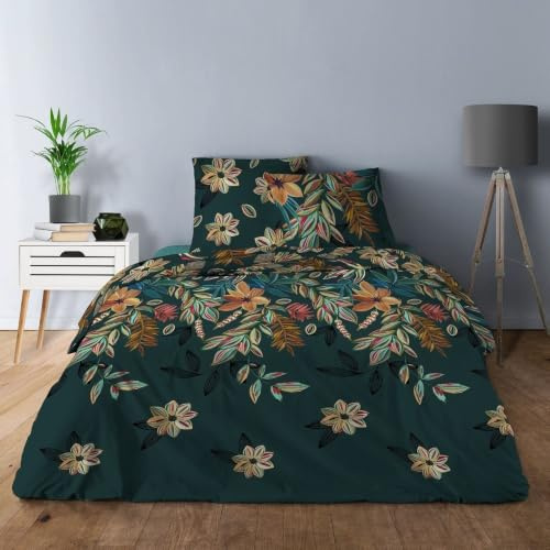 Parure de draps Botanical Garden Coton 57 Fils - Motif Fleuri printanier | Drap plat, drap housse et 2 taies