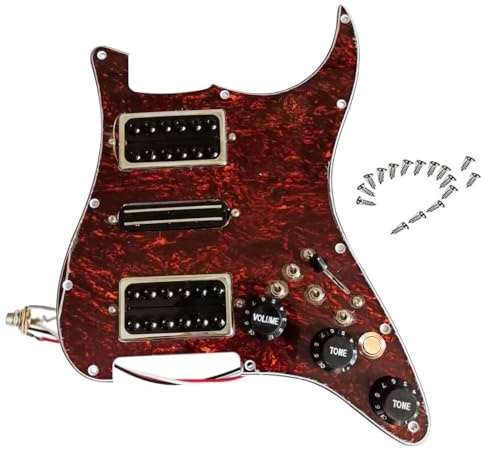 Vorverdrahteter Humbucker-Tonabnehmer, HSH vorverdrahtet, Strat Pickguard Coil Split Gitarre mit Stummschaltung, 4-lagig, rote Schildkröte für Fender