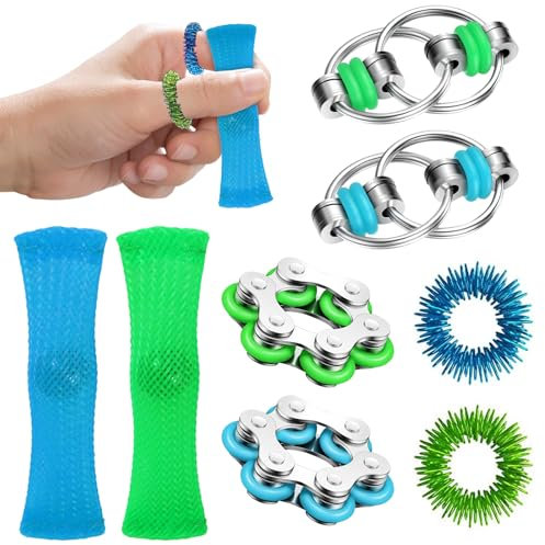 Aheagou Fidget Toys Set Akupressur Ring Anti Stress Spielzeug Skills Borderline Fidget Toys Erwachsene Akkupressurringe für Kinder und Erwachsene Skills Panikattacken