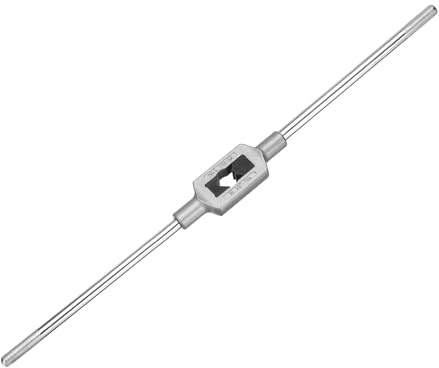 sourcing map Adjustable Tap Wrench Handle for Metric M13-M32 W1/2-1-1/4 Tap | Thread Tap Holder Reamer Hand Tapping Tool,for Machinist Repair, Medium Carbon Steel Handle,with Nickel Plated
