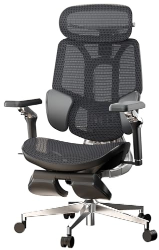 Hbada E3 Ultra Ergonomischer Bürostuhl, großer und hoher Bürostuhl – mit 3-Zonen-dynamischer Lendenwirbelstütze, 360° mechanischen Armlehnen, 4D-Verstellbarer Kopfstütze, Schwarz
