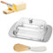 Hisdricus Mantequera - Mantequillero - Mantequillera de Acero Inoxidable con Tapa Plástica y Espátula - Butter Dish para Almacenar Queso, Pasteles, Postres, Embutidos y Frutas Pequeñas